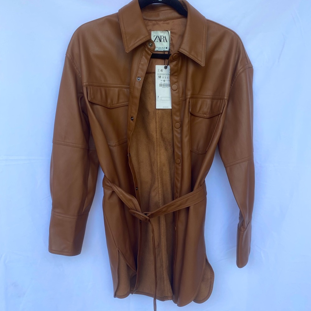 ZARA leather shirt dress *NEW*